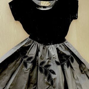 VINTAGE Johnathan Logan black velvet taffeta dress 50’s 1960’s women’s small 9